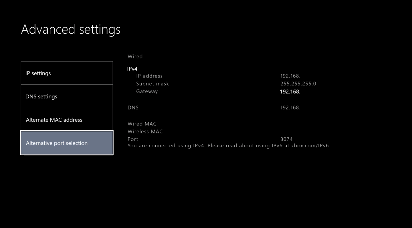 xbox one console settings for network alternate mac address
